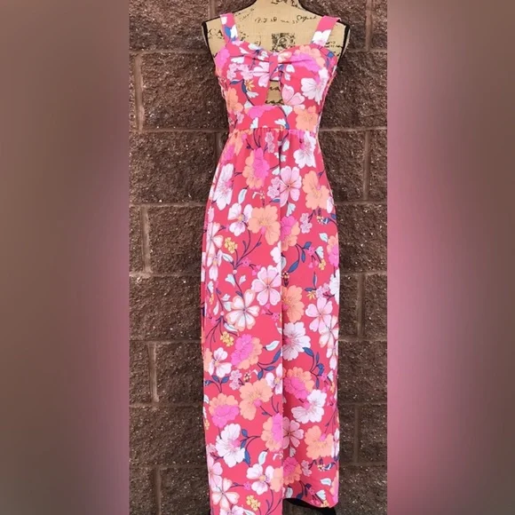 open lace back dress Monteau Women's Purple Floral A-Line Dress S – Preworn